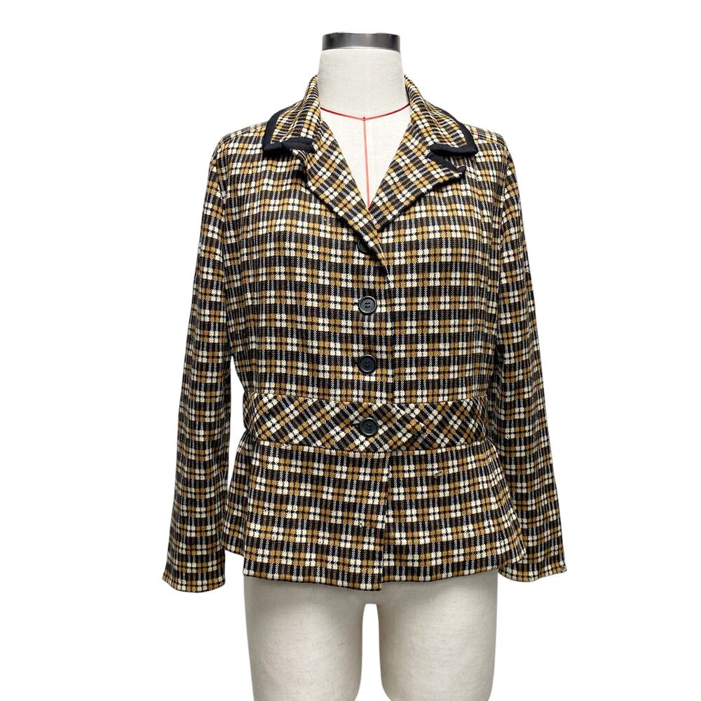 Vintage Bullocks Pasadena Womens Size 12 Plaid Knit Button Blazer